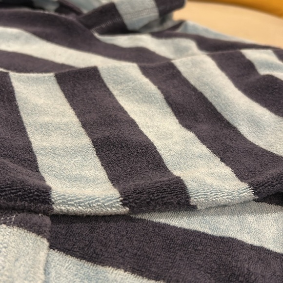 Mini Boden Navy Striped Cotton Toweling Hoodie 7/8 - Picture 7 of 10